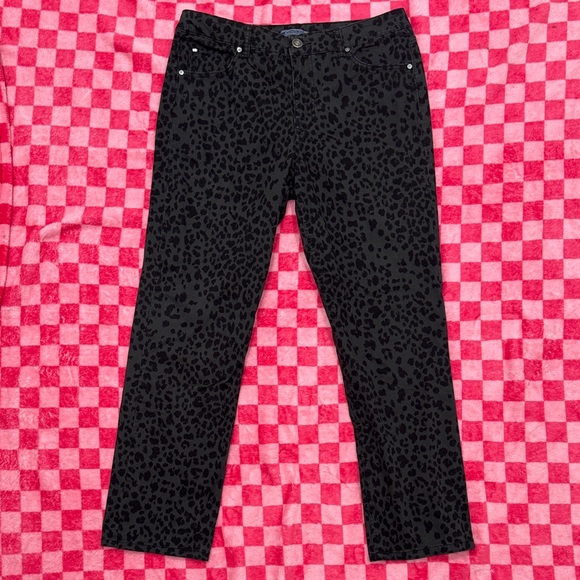 Bandolino Denim - Bandolino Dark Green/Black Animal Print Straight Leg Jeans